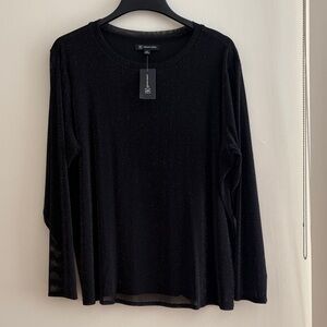 INC International Concepts Black Metallic Knit Top 2X